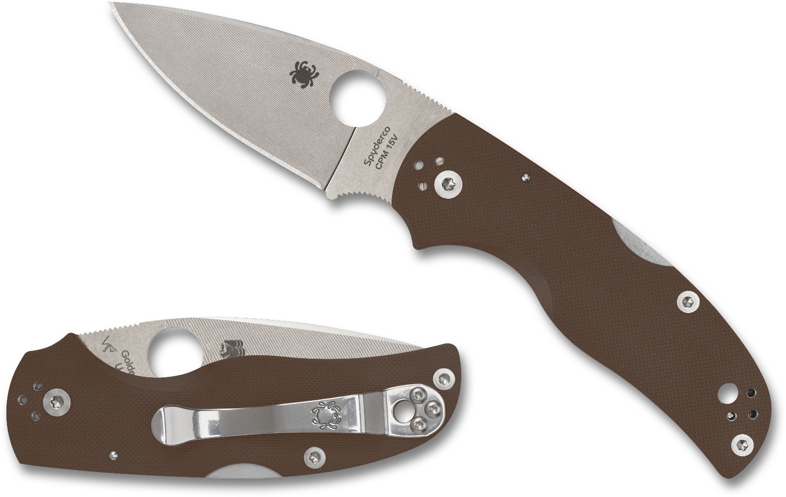 SPYDERCO Native 5, Brown G-10 Handles, CPM 15V Steel, Sprint Run C41GPBN15V5