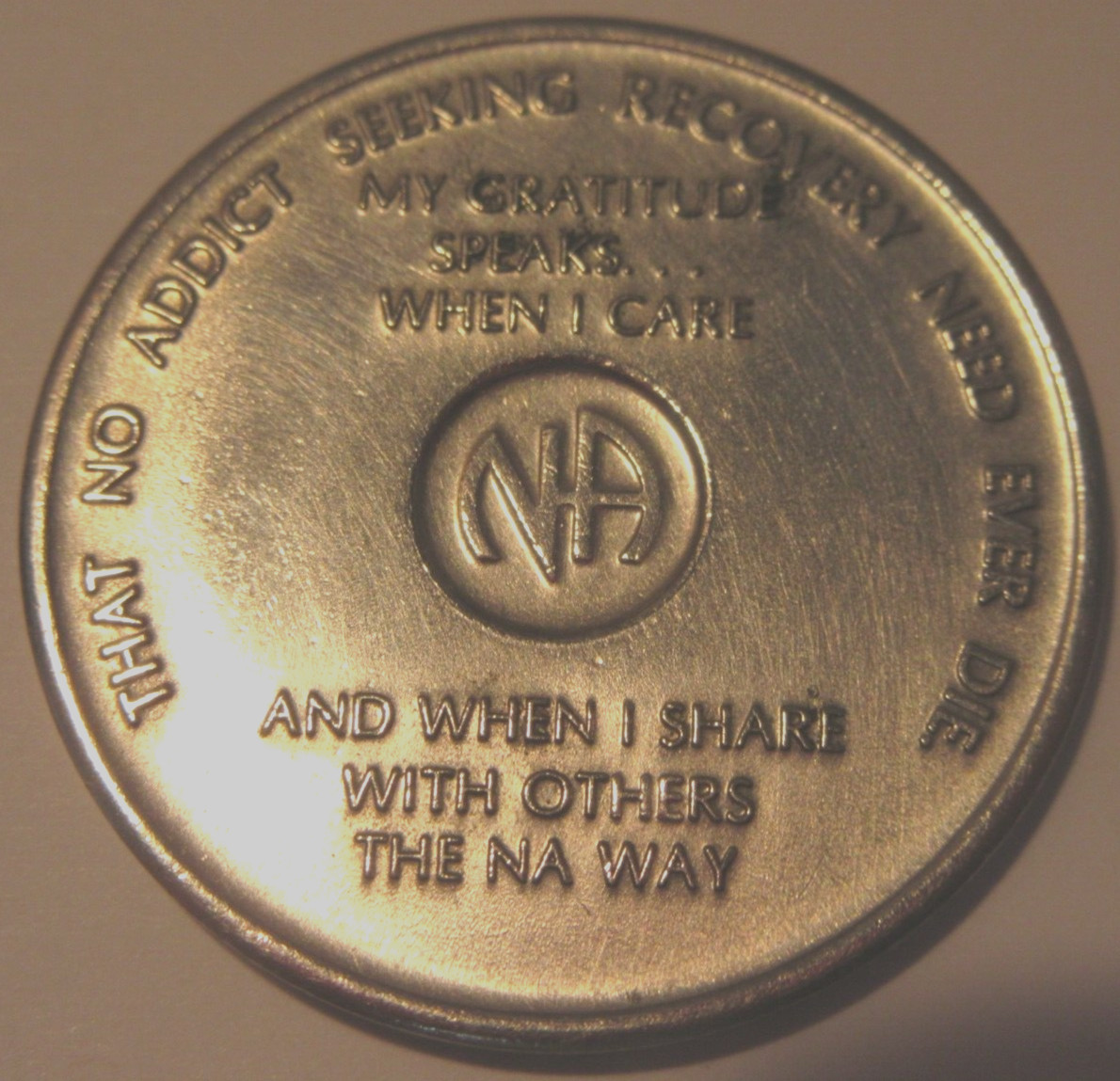 1 Year Narcotics Anonymous NA Medallion Coin 1985 WSO Set Token Chip Clean