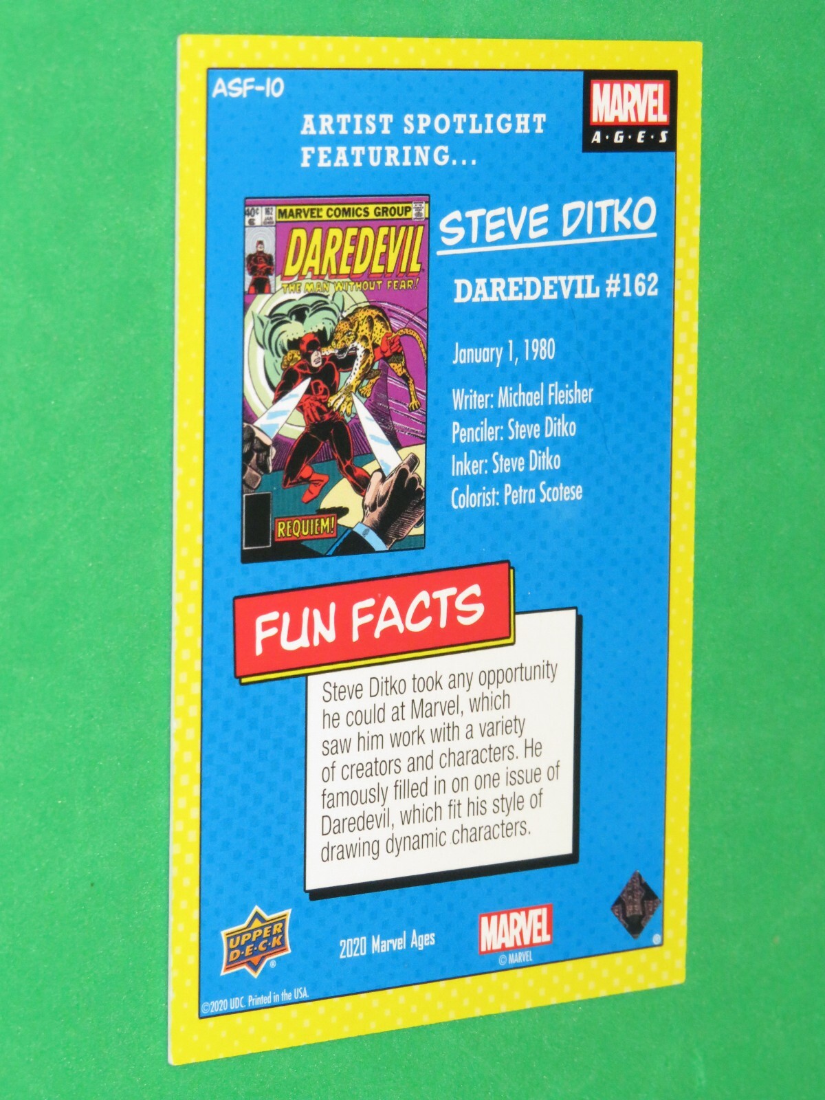 2020 Upper Deck Marvel Ages Artist Spotlight Steve Ditko #ASF-10 INSERT CARD!