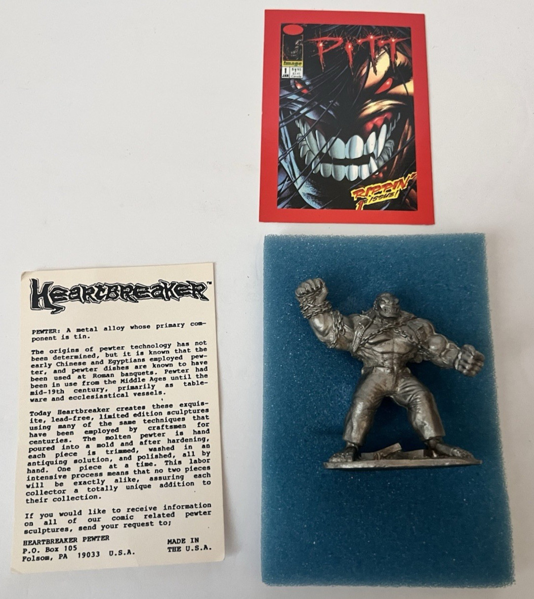 Rare PITT Figurine Limited Release 1993 Pewter Miniature & LE Trading Card 2489
