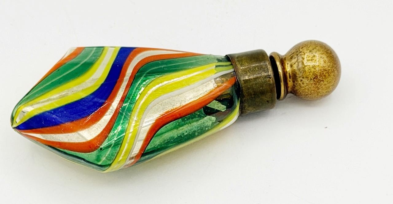 Antique German Multi-Colored Mercury Glass Perfume Scent Bottle #249