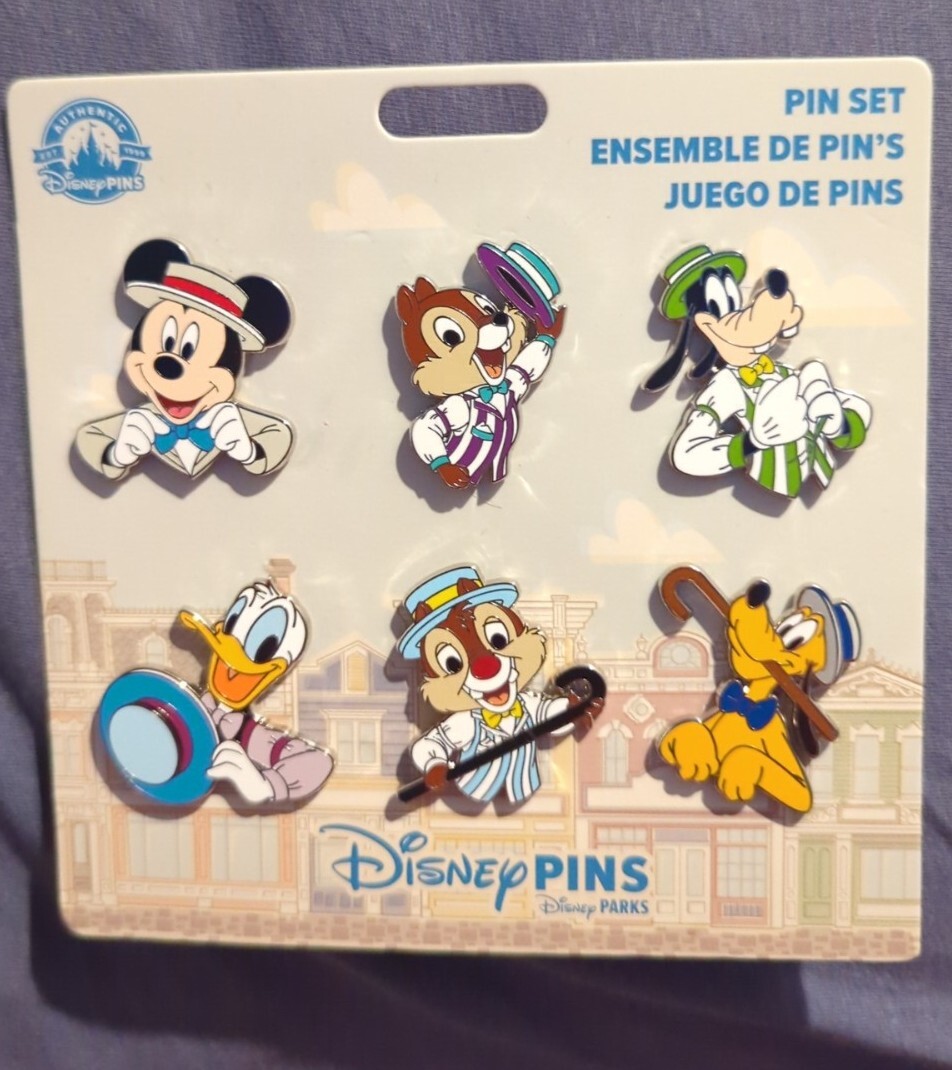 Disney DAPPER DANS 2024 set of 6 pins New Mickey Donald Pluto Goofy Chip Dale!!