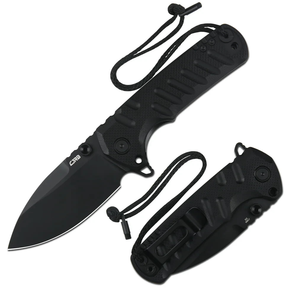 CJRB Tundra Linerlock Folding Knife 3.75″ D2 Tool Steel Blade Black G10 Handle