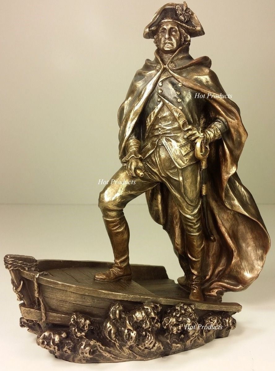 9 1/2″ GEORGE WASHINGTON Crossing The Delaware Statue Antique Bronze Color