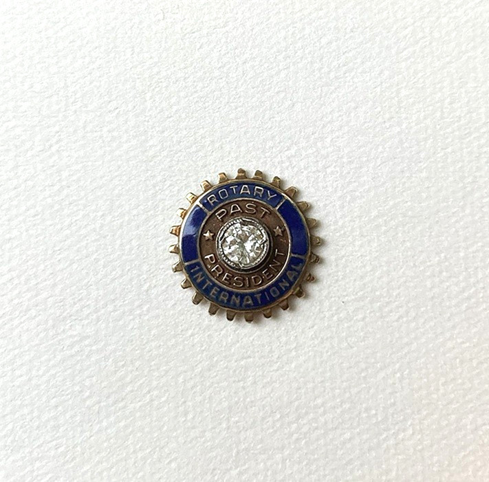 Vintage Rotary International Past President 10K Yellow Gold Pin with Diamond