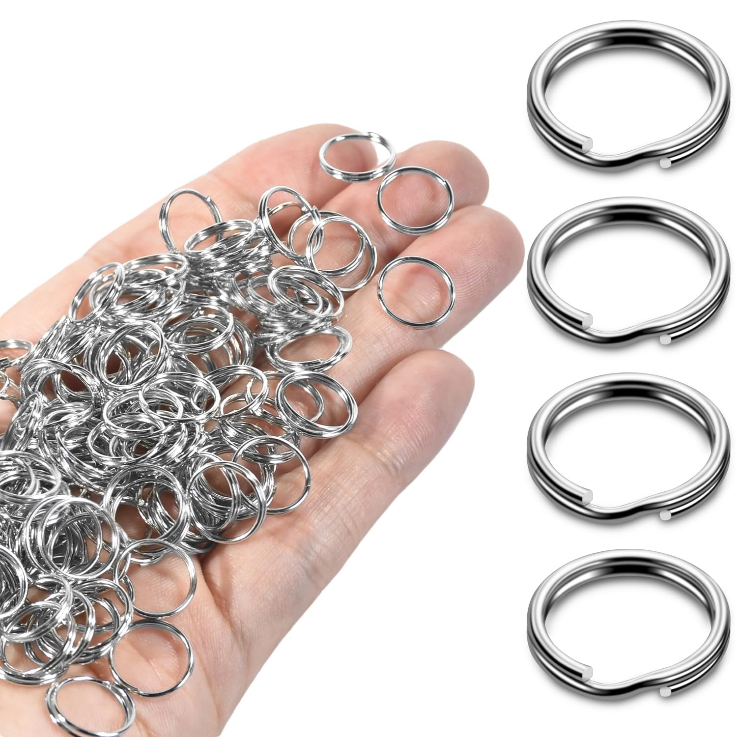 1/2″Jewelry Making Metal Mini Key Ring Silver Small Double Loops DIY Craft