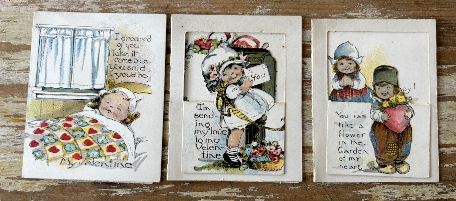 Vintage die cut paper Valentines Day cards 1930’s 1940’s A-Meri-Card Gibson