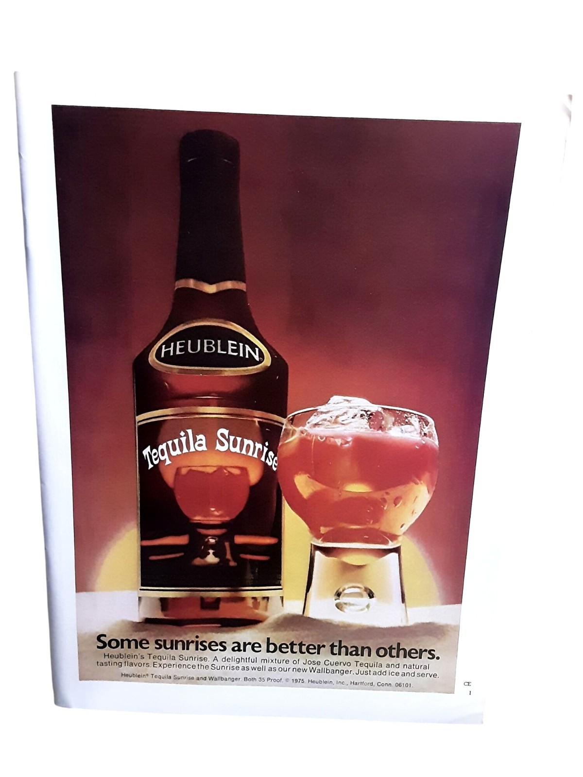 1975 Heublein Tequila Sunrise Vintage Cocktail Advertisement Bar Wall Decor