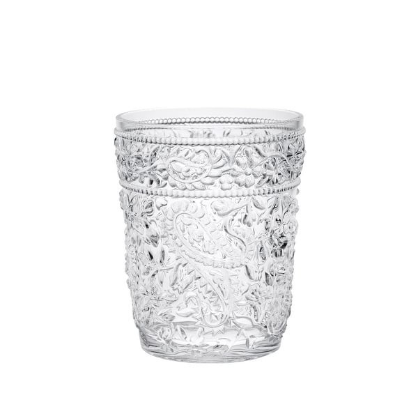Acrylic Clear Paisley Stemless Durable Drinkware Beverage Glasses 4-Piece Lot