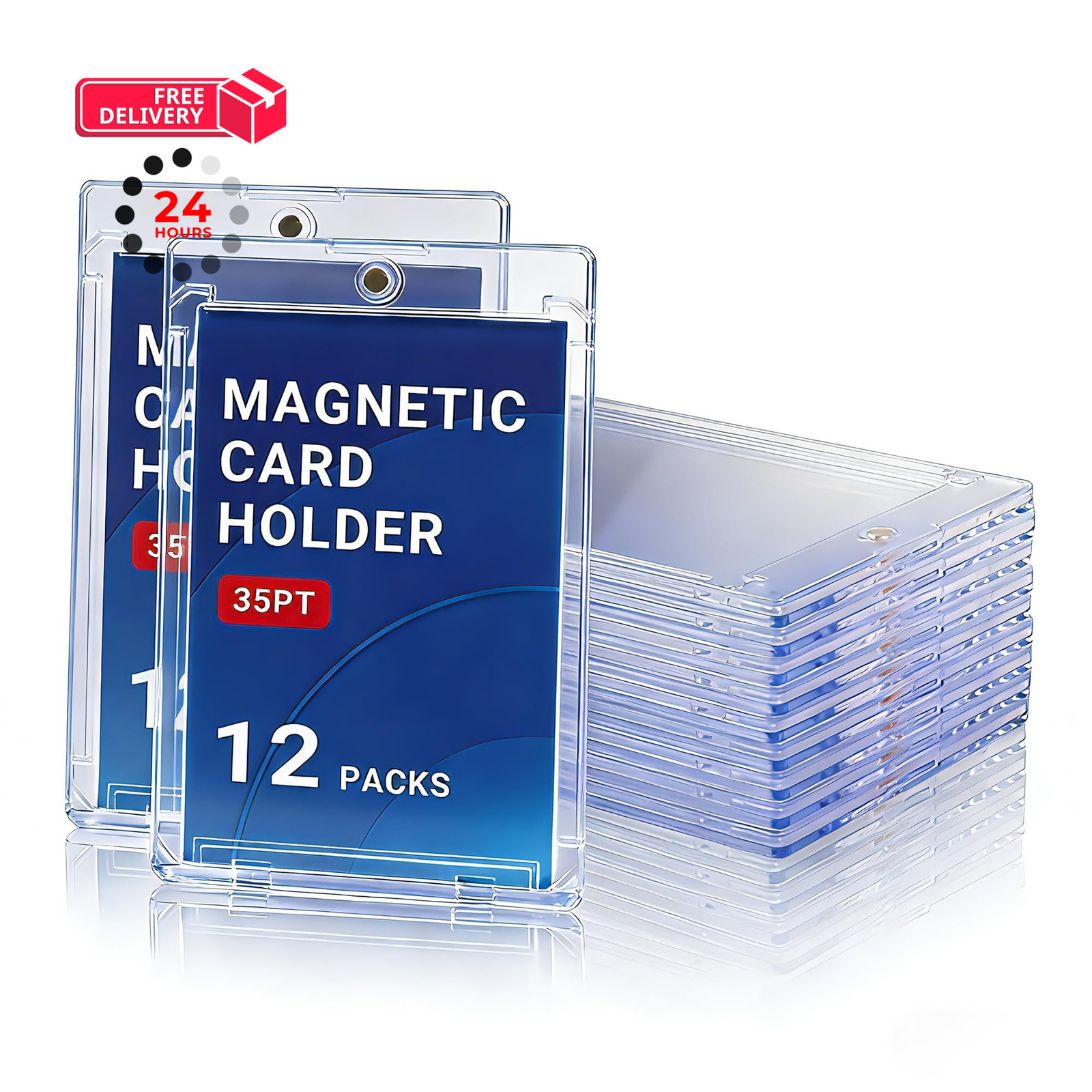 Yuoyar 12ct Magnetic Card Case – 35pt Holder 35pt, Transparent