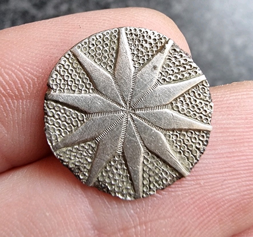 Georgian Button 10 Pointed Star Silver Plate 18th Century Detecting Find Antique