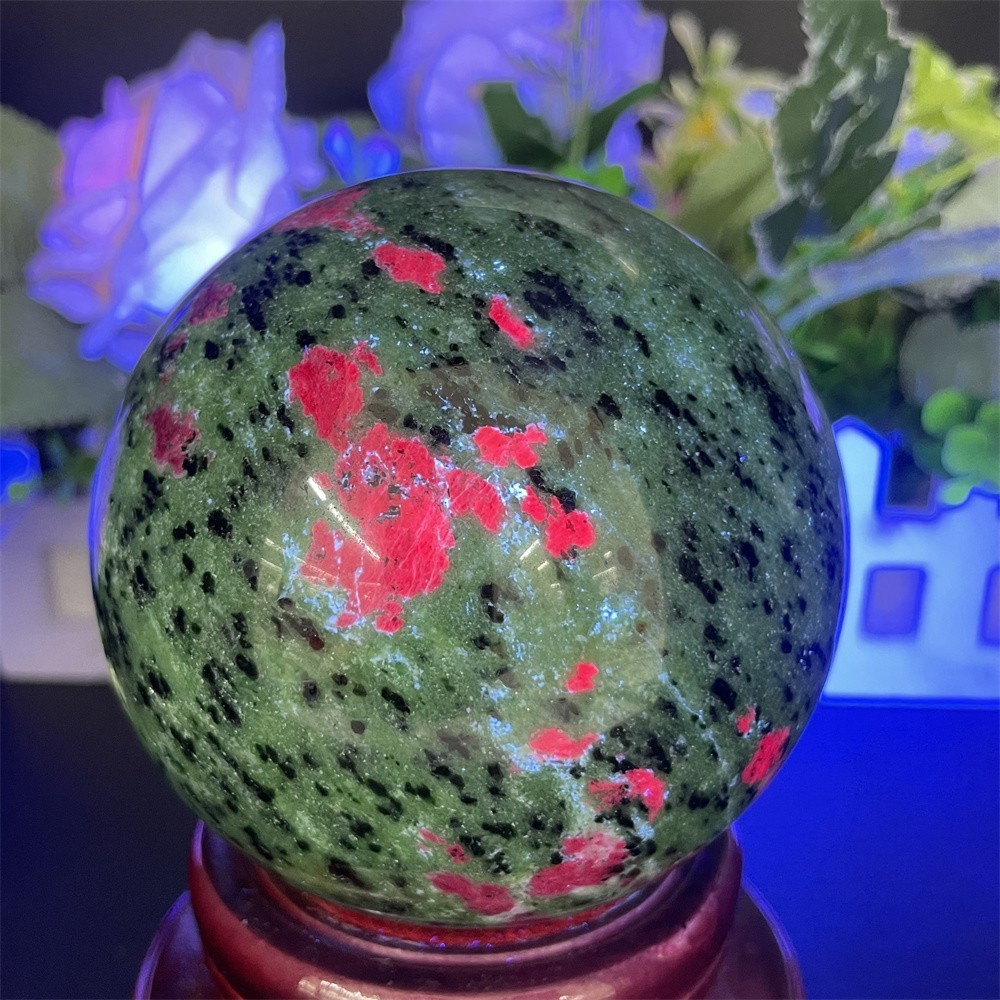 3LB 3.5″Natural Ruby In Zoisite Sphere Ball Crystal Heal Reiki Quartz Mineral