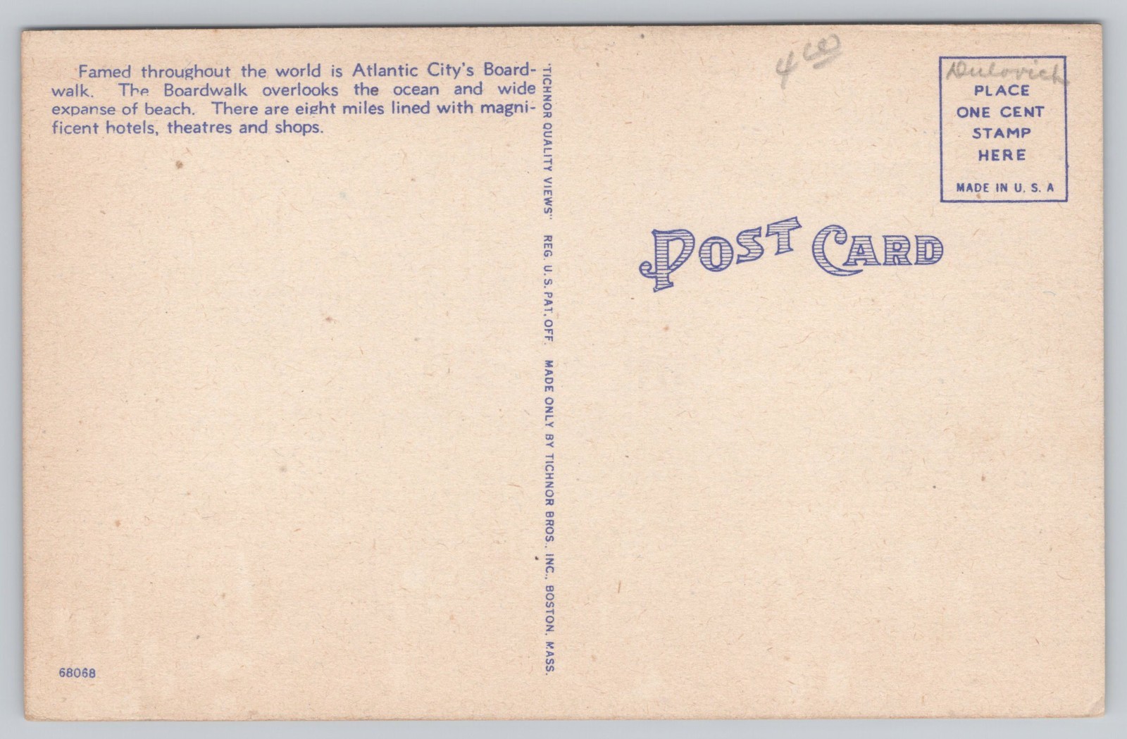 Atlantic City New Jersey Boardwalk Million Dollar Pier Linen Postcard