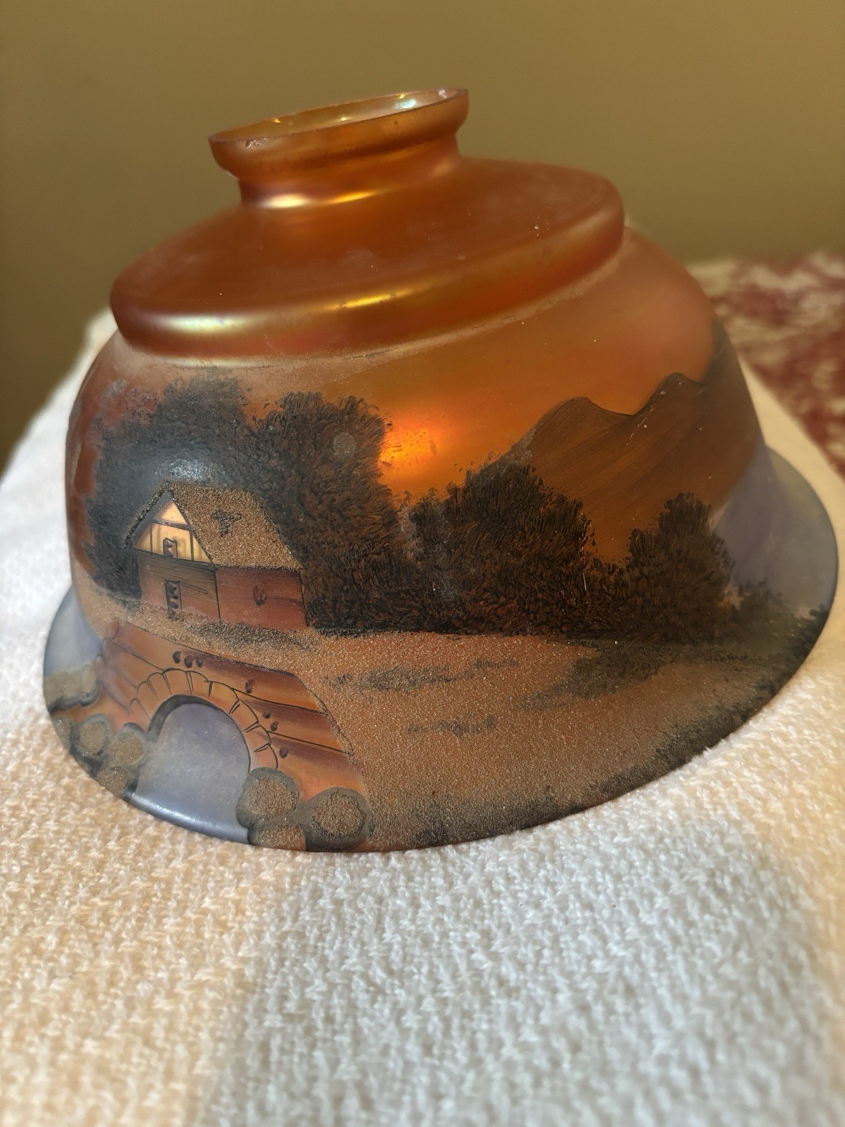PAIRPOINT STYLE REVERSE & OBVERSE PAINTED LAMP SHADE—ONLY THE SHADE IS INCLUDED