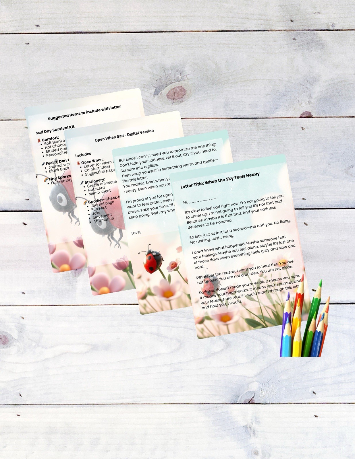 Open When Sad Letters Printable Digita Kit Kids Emotions Journal Activities PDF