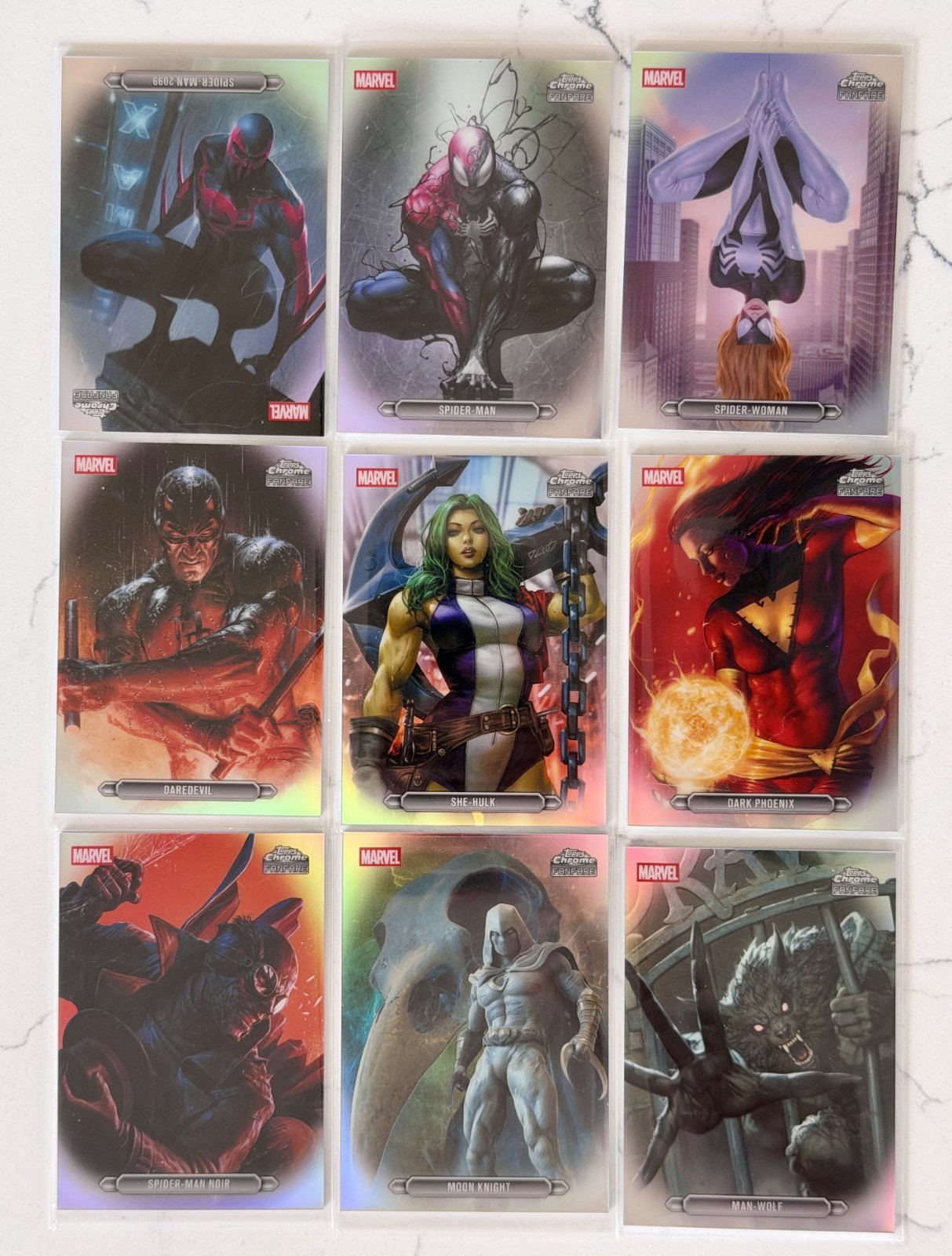 2026 Topps Chrome Marvel Fanfare Lot of 9 Cards Spider-Man Daredevil Moon Knight