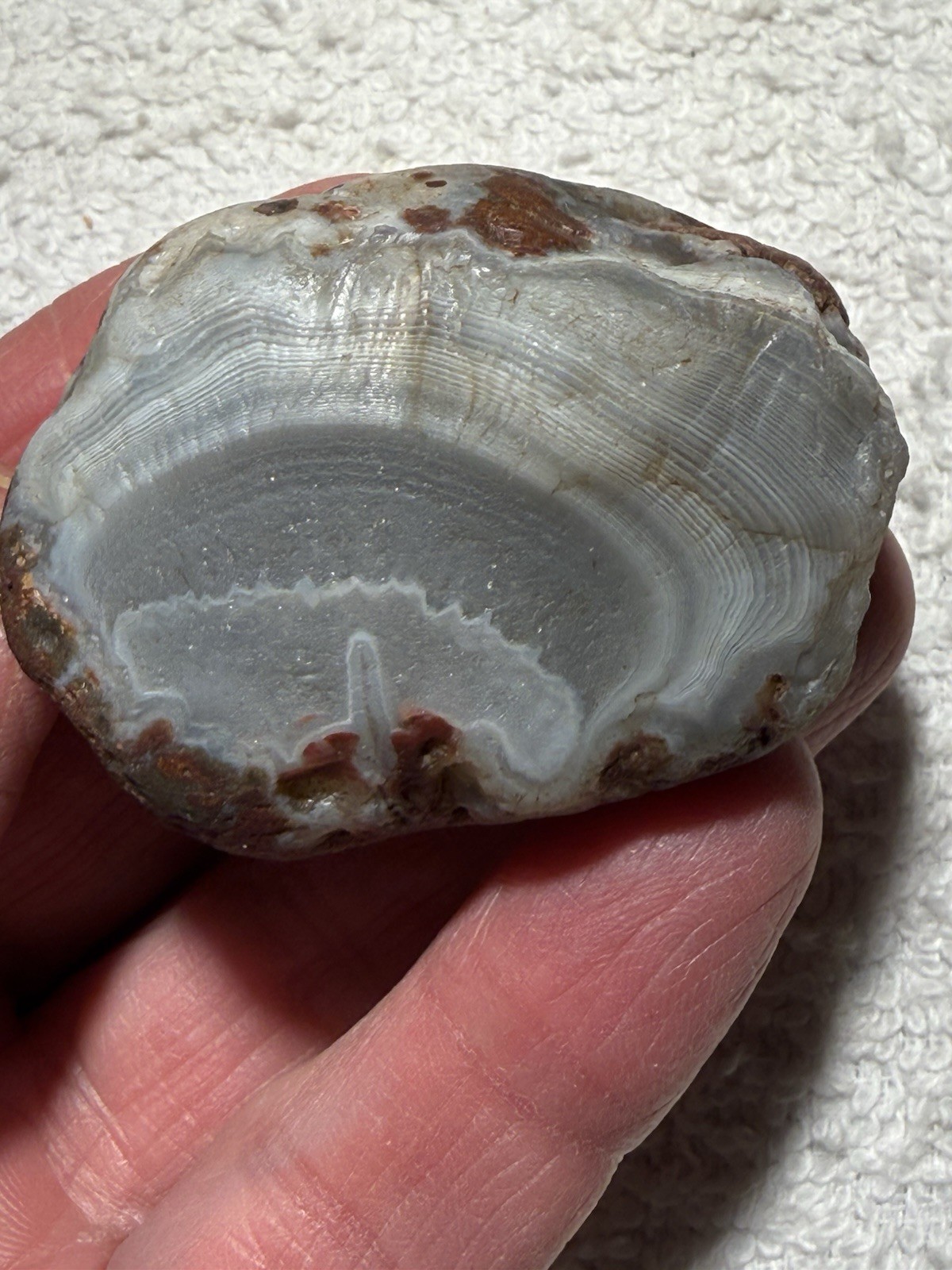 3.1oz Lake Superior Agate- Sunbleach with Fine Banding And Beautiful Husk