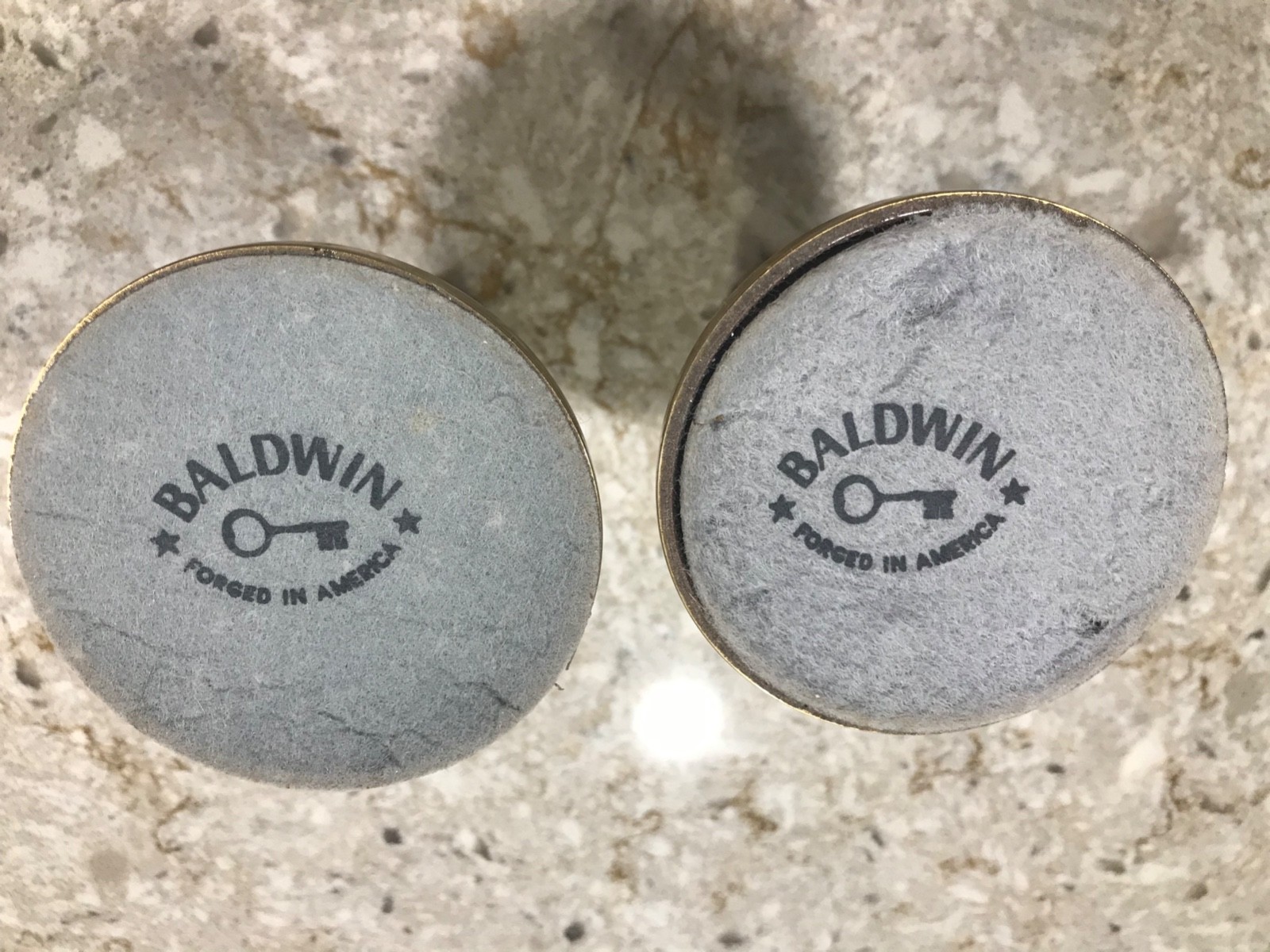 PAIR OF BALDWIN SOLID BRASS ROUND BASE 4.75 INCH HIGH CANDLE STICKS