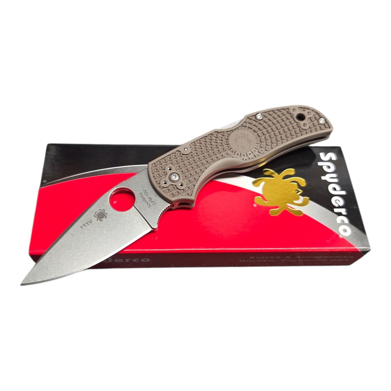 Spyderco Native 5 LW Sprint Run CPM-15V Plain Blade Brown FRN Handles C41PBN15V5