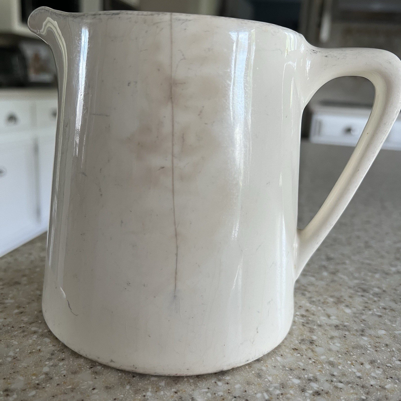 Vintage milk cream pitcher jar porcelain ceremic USA primitive