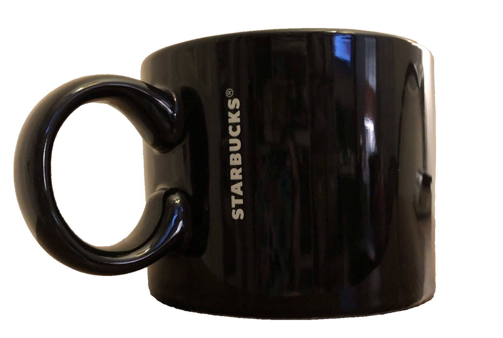 Classic Black 12oz Mug White Starbucks Lettering 2017 Coffee Tea Cup Nice!