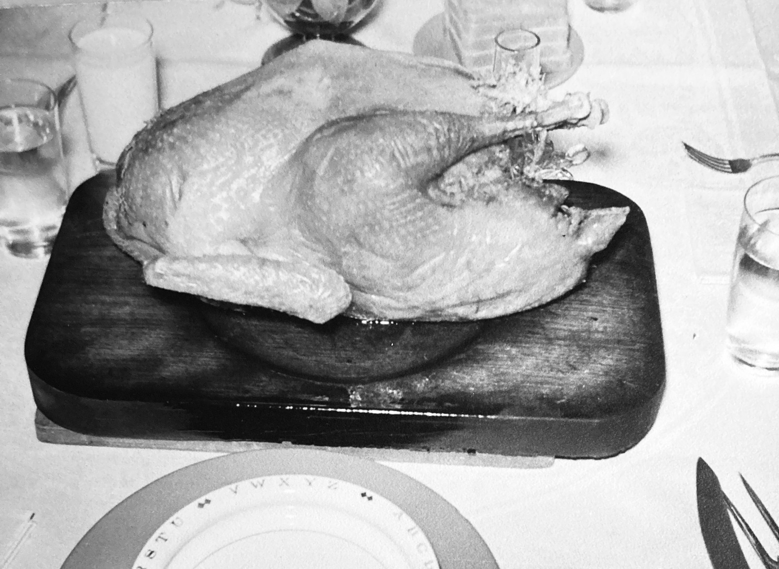 Vintage 1940s Photo Christmas Supper Dinner Table Close Up Cooked Turkey