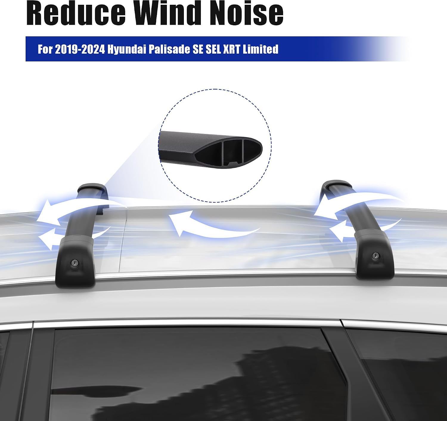 300LBS Lockable Roof Rack Cross Bars Compatible with 2019-2025 Hyundai Palisade