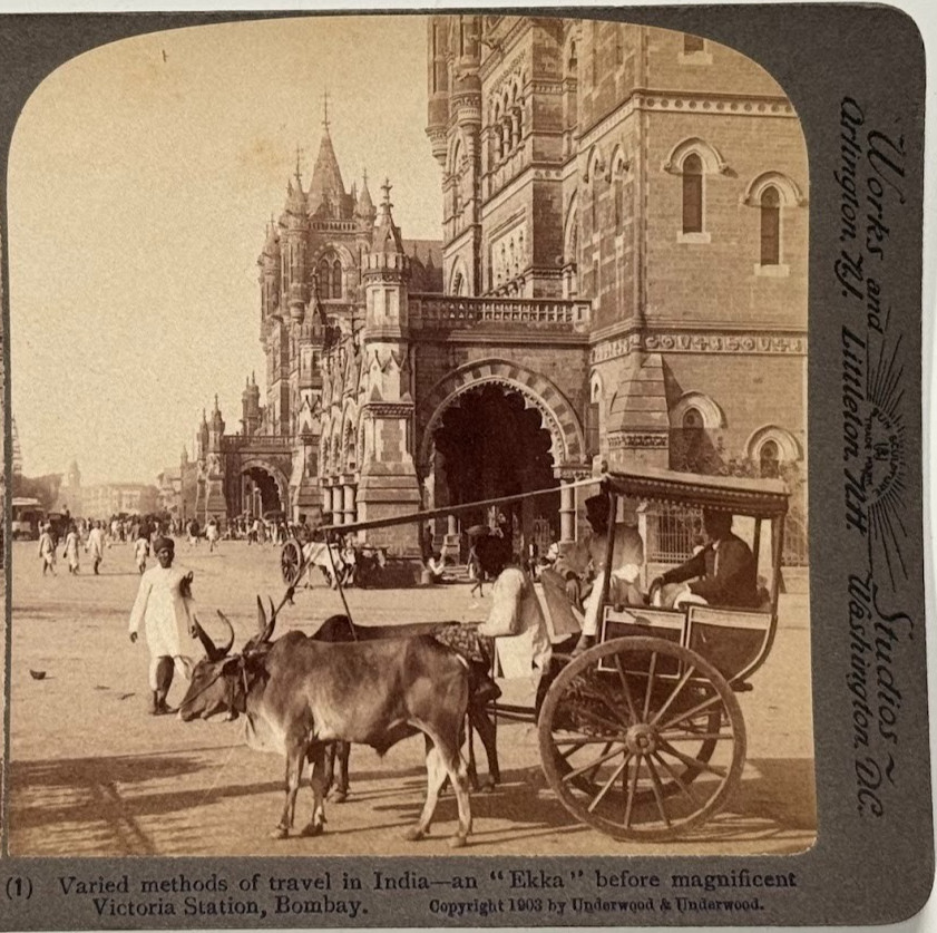 Chandni Chouk East, Richest Street of the Orient Historic Delhi India Stereoview