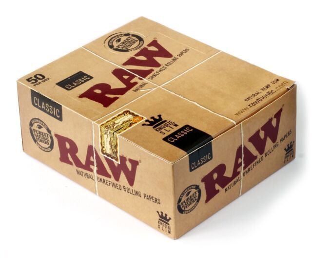 Raw Classic King Size Slim Rolling Paper 50ct BOX – 100% Authentic