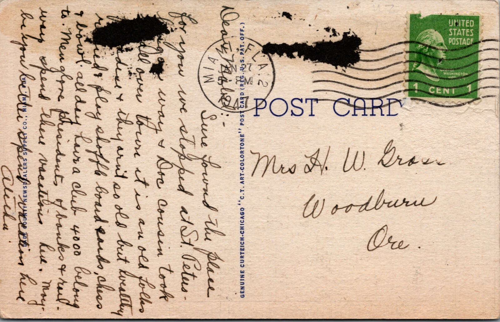 City Yacht Basin Pier #5 Miami Florida boats linen 1946 postcard E935