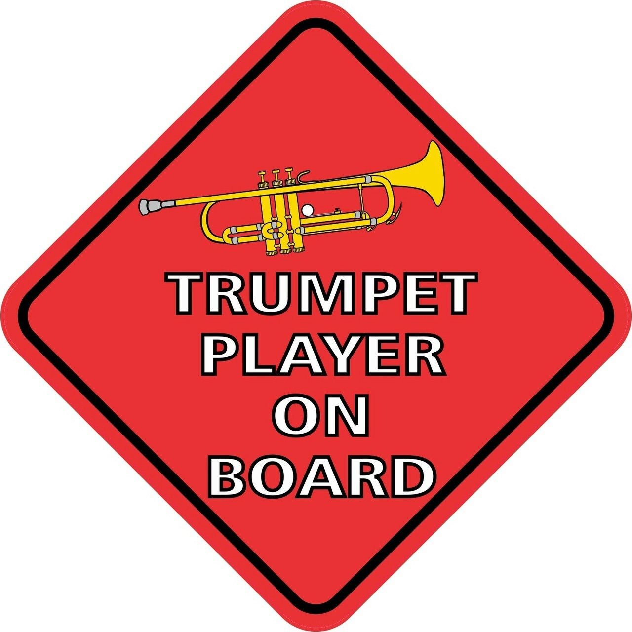 4.5in x 4.5in Red Trumpet Player On Board Sticker Car Truck Vehicle Bumper Decal