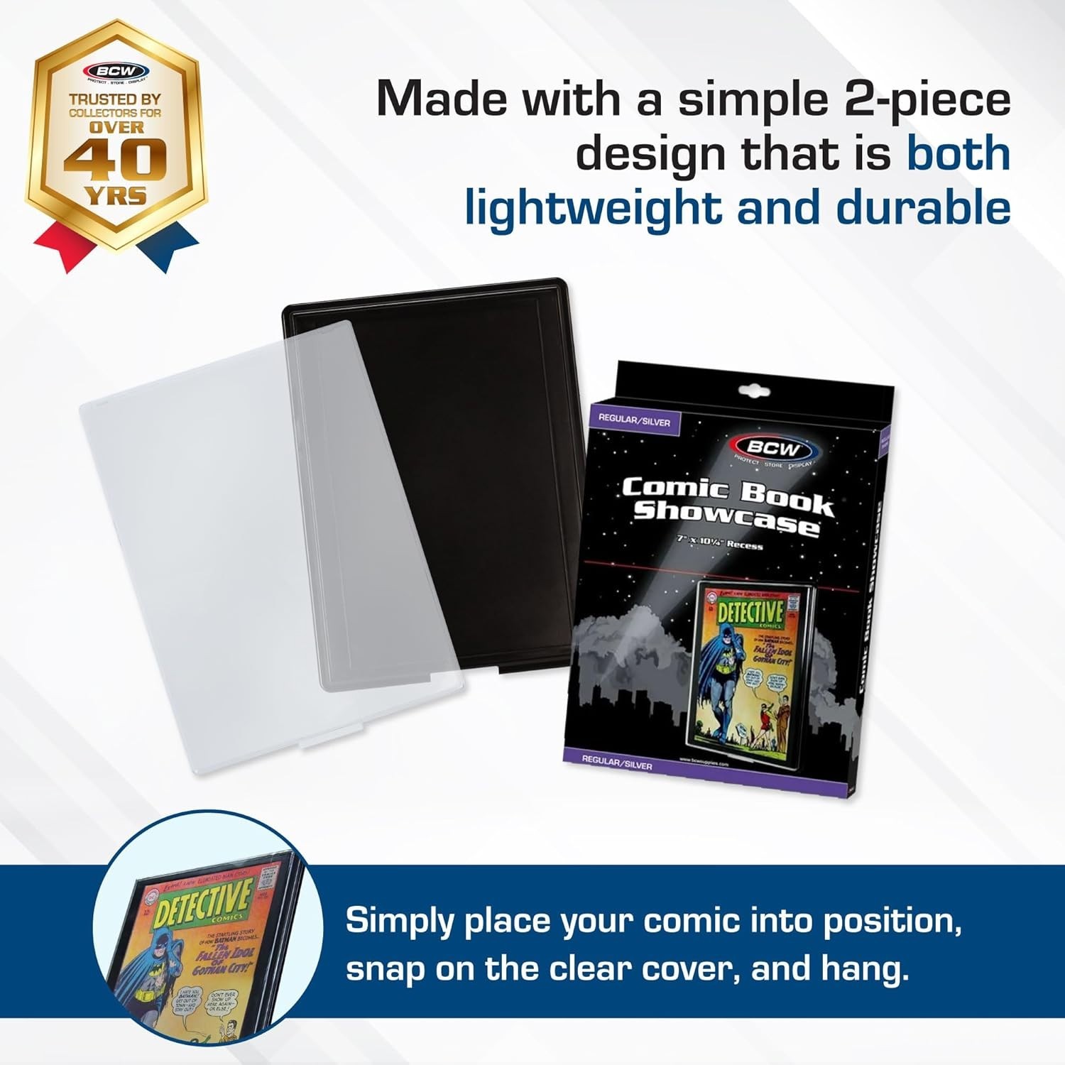 Durable Wall-Mount Comic Book Frame – 8.875 x 11.75 Inches, Easy Access Design