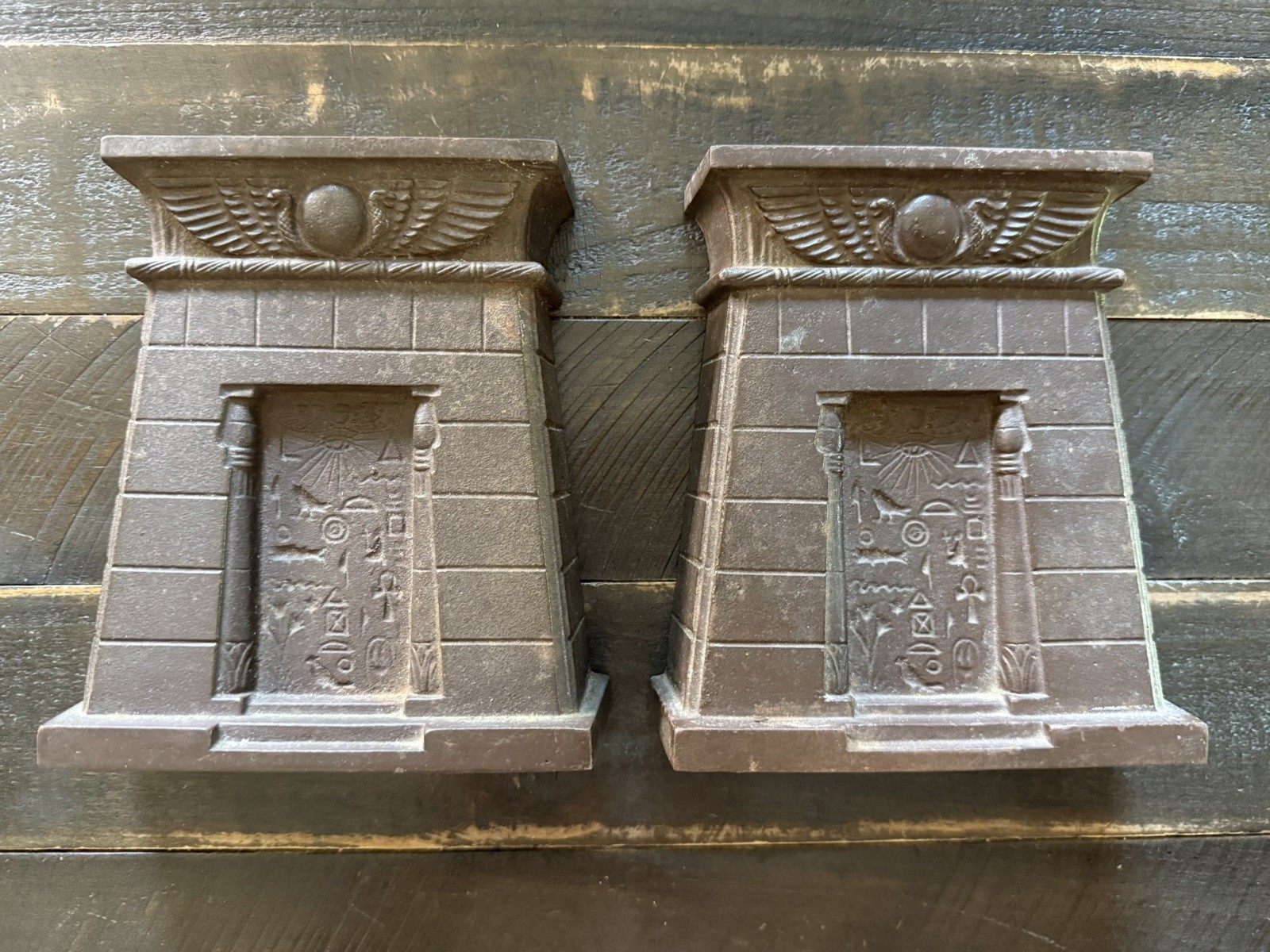 Bradley Hubbard Cast Iron Egyptian Revival Tomb Bookends Single