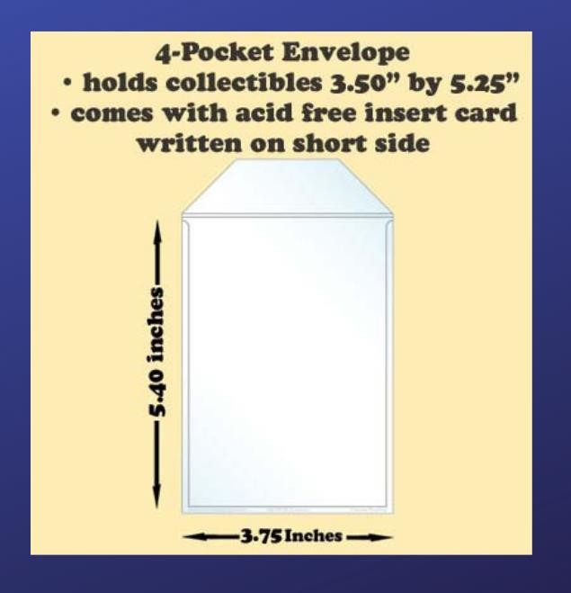 Best Hobby Pages 4-Pocket Polypropylene Archival Envelope Short Cards Pack of 25