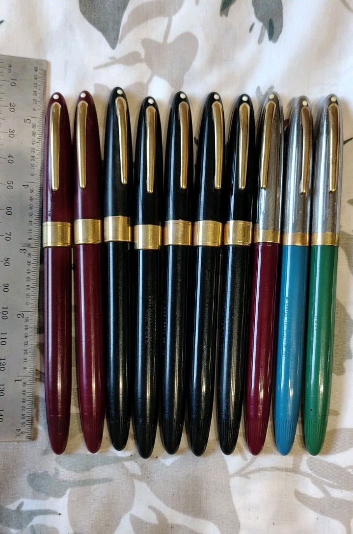Lot Of 10 Sheaffer Snorkel Medium And Fine Stainless Steel Nib Fountain Pen USA