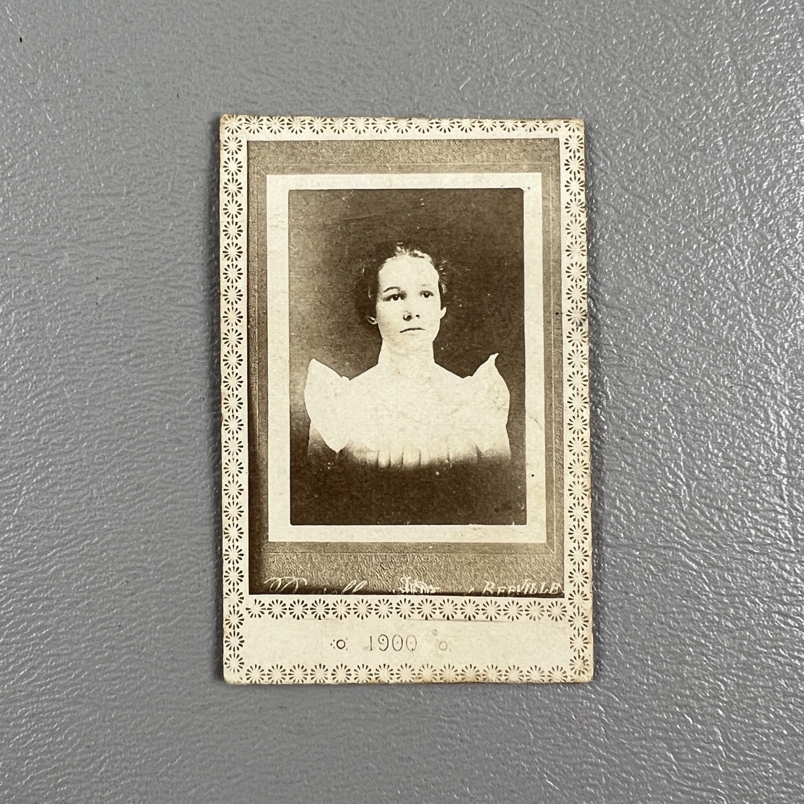 Antique Miniature Photograph Advertising Card FJ Walsh Trenton New Jersey 2.25″