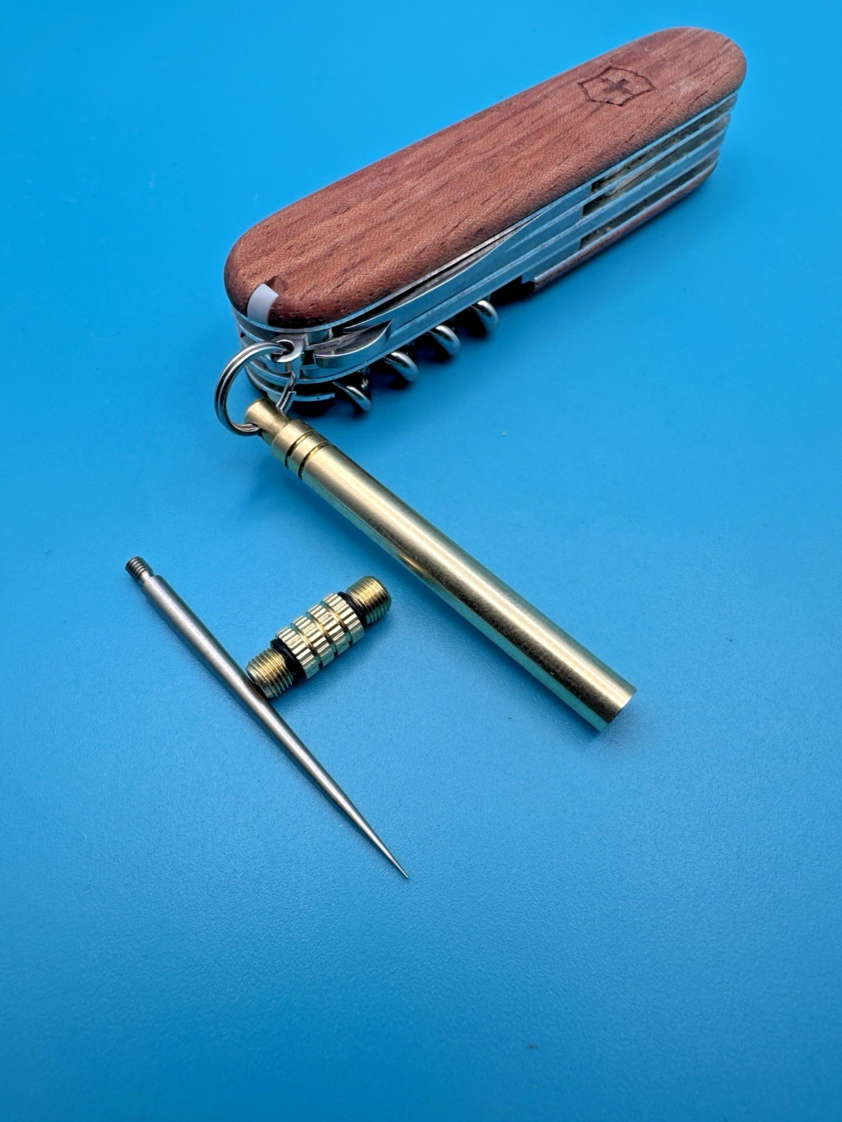 Brass EDC Awl Keychain Tool Compatible Accessory for Victorinox Swiss Army Knife