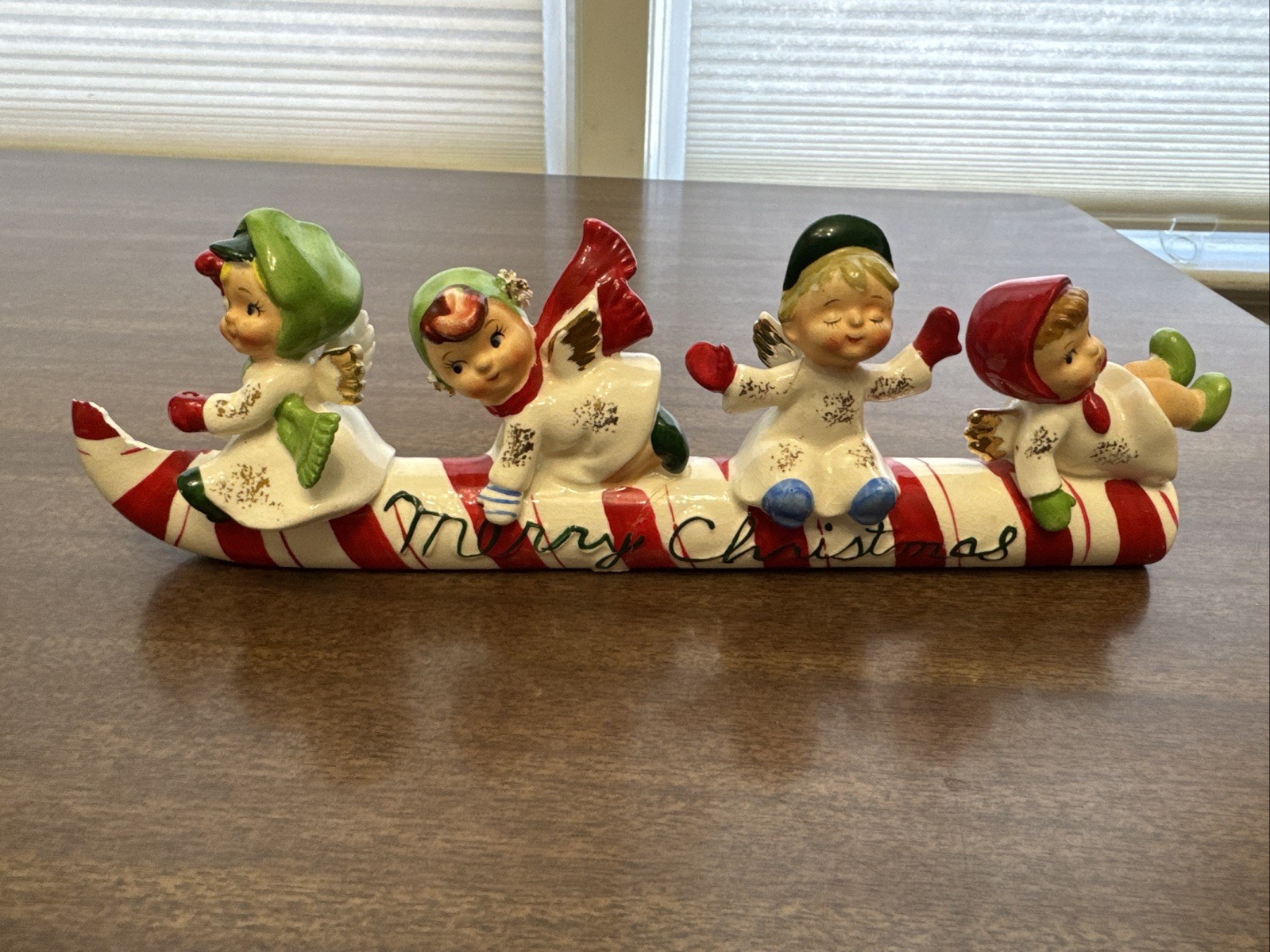 VTG Geo Z Lefton #626 Merry Christmas Candy Cane sled Angel kids BROKEN READ