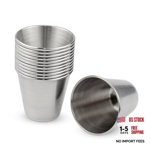 12 Pack Stainless Steel Shot Drinking Cups 1 Ounce Metal Shot Glasses Espresso