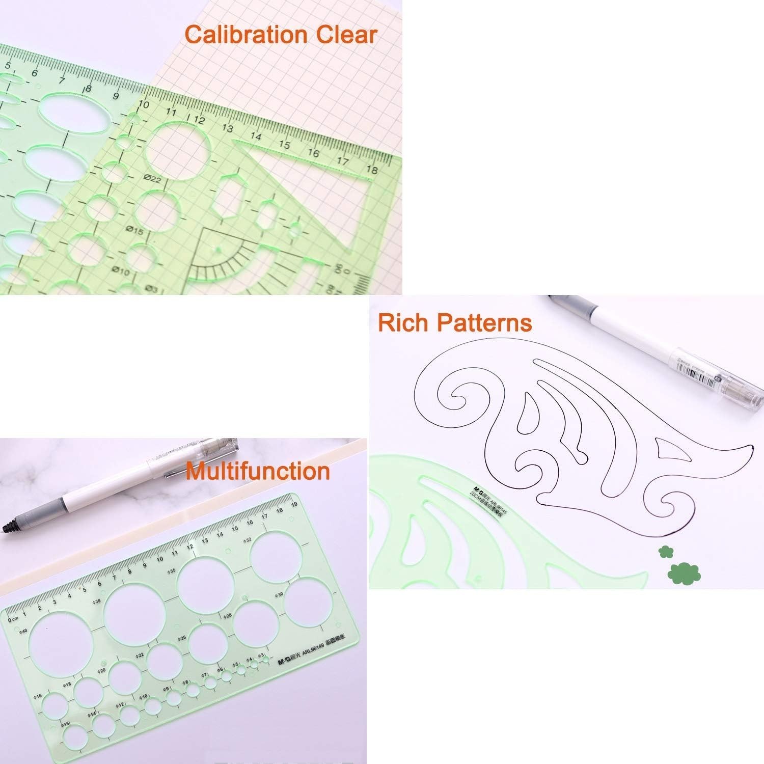 Transparent Green Measuring Ruler Kit – 11 Pcs