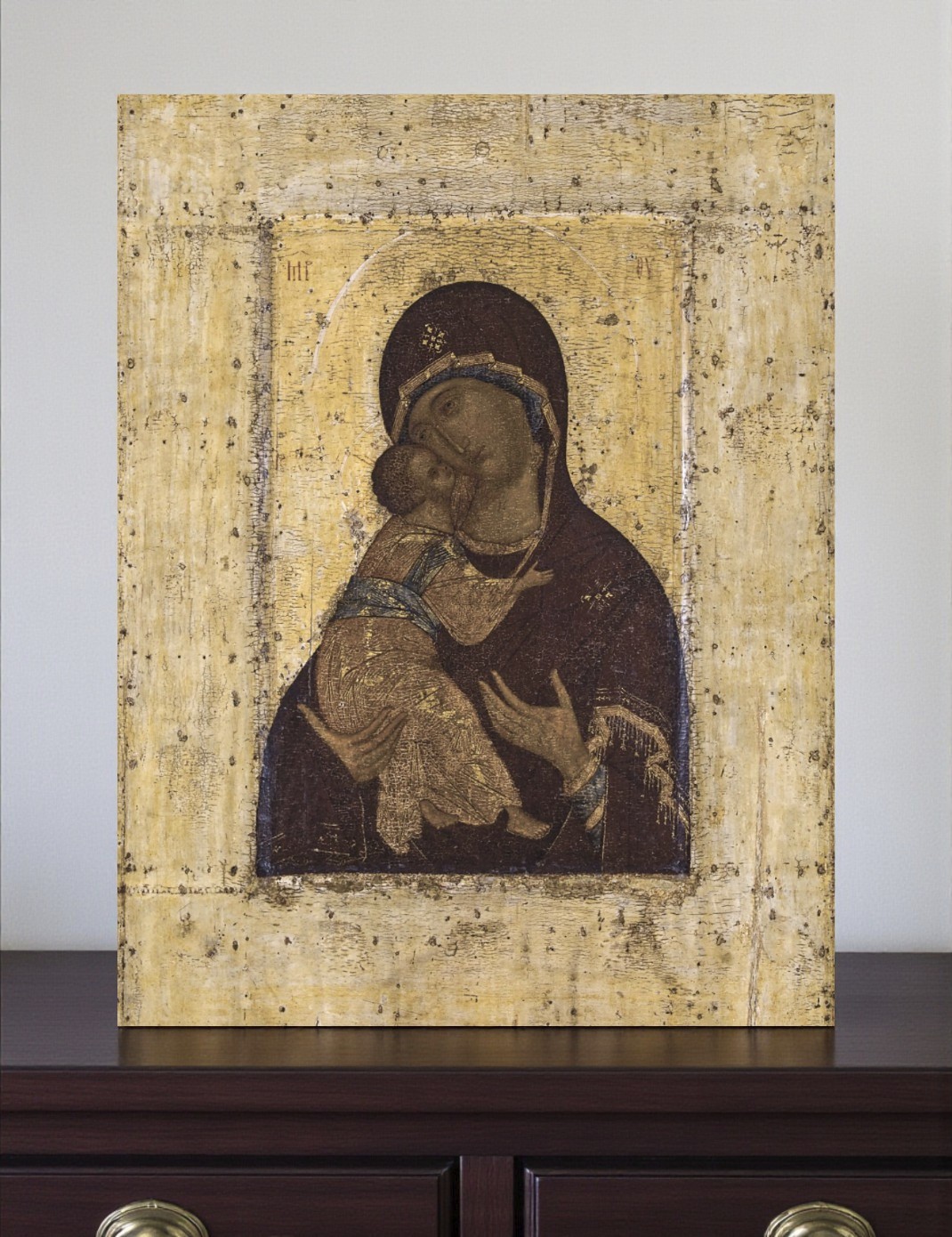 Wooden Icon of the Mother of God “Vladimirskaya” from Vladimir 30×39 cm 12″x15″