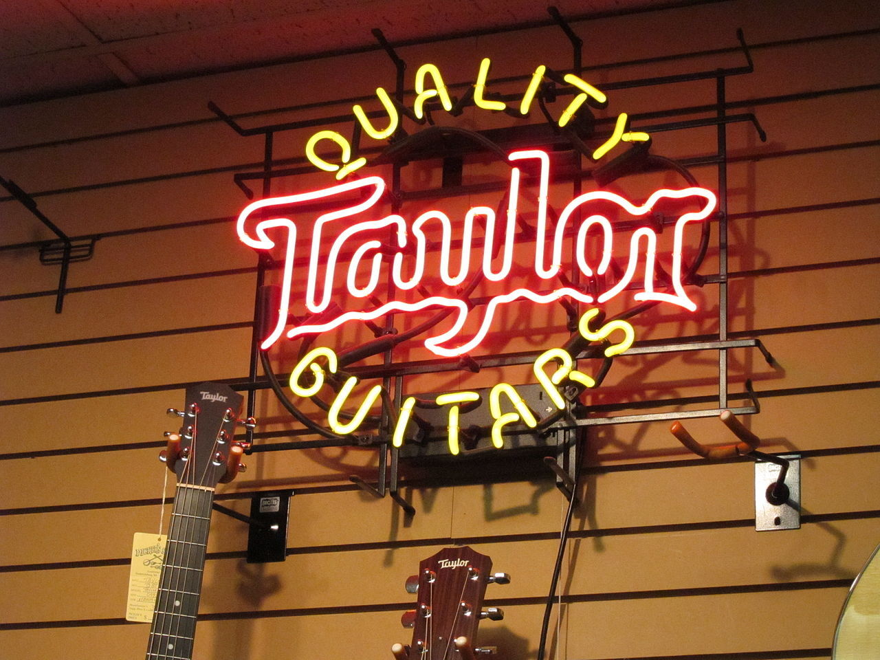 Quality Guitars Taylor Store Open 17″x14″ Neon Light Sign Lamp Real Glass Decor