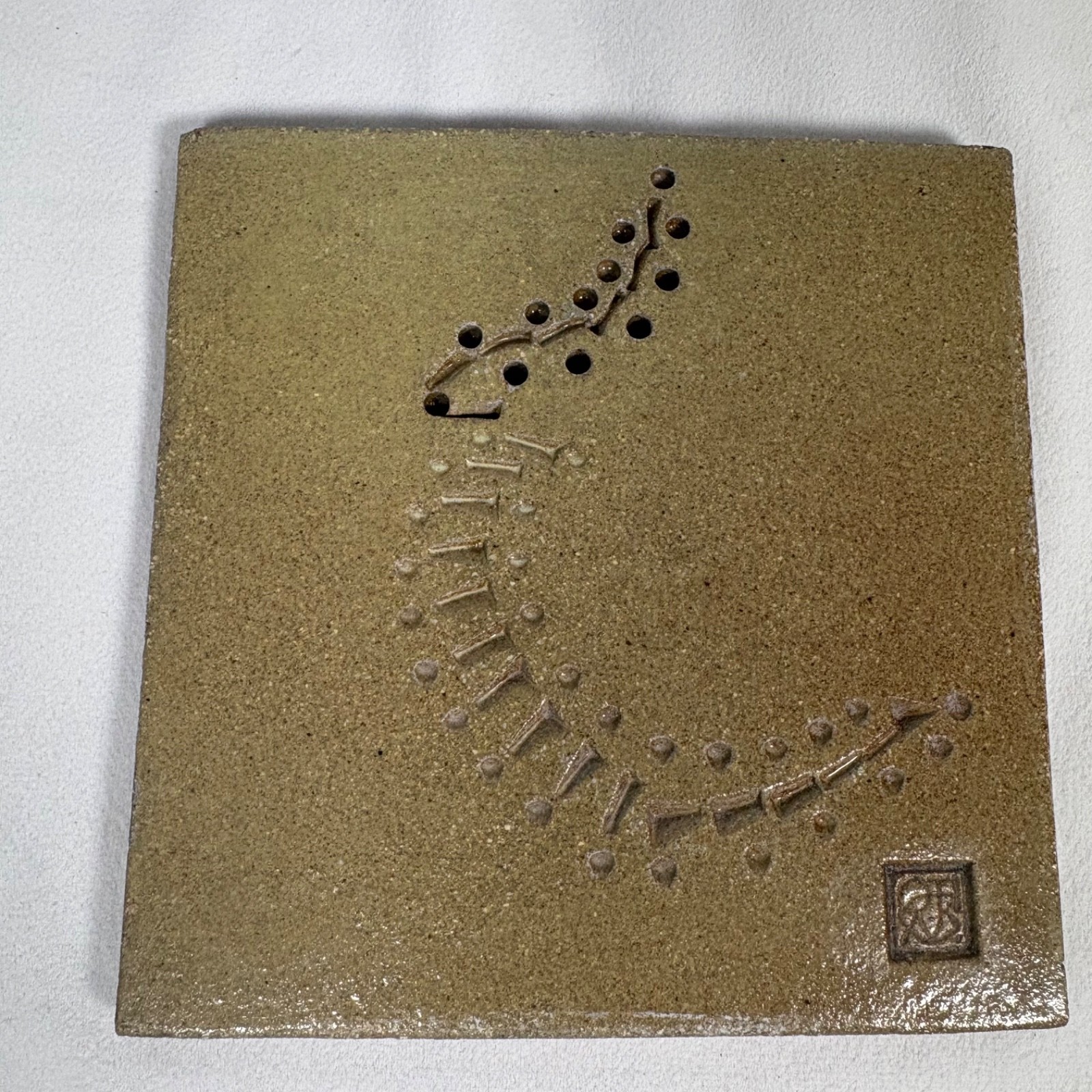Vtg Arcosanti Cosanti Tile 5 1/2” Paolo Soleri Studio Art Pottery Stamped