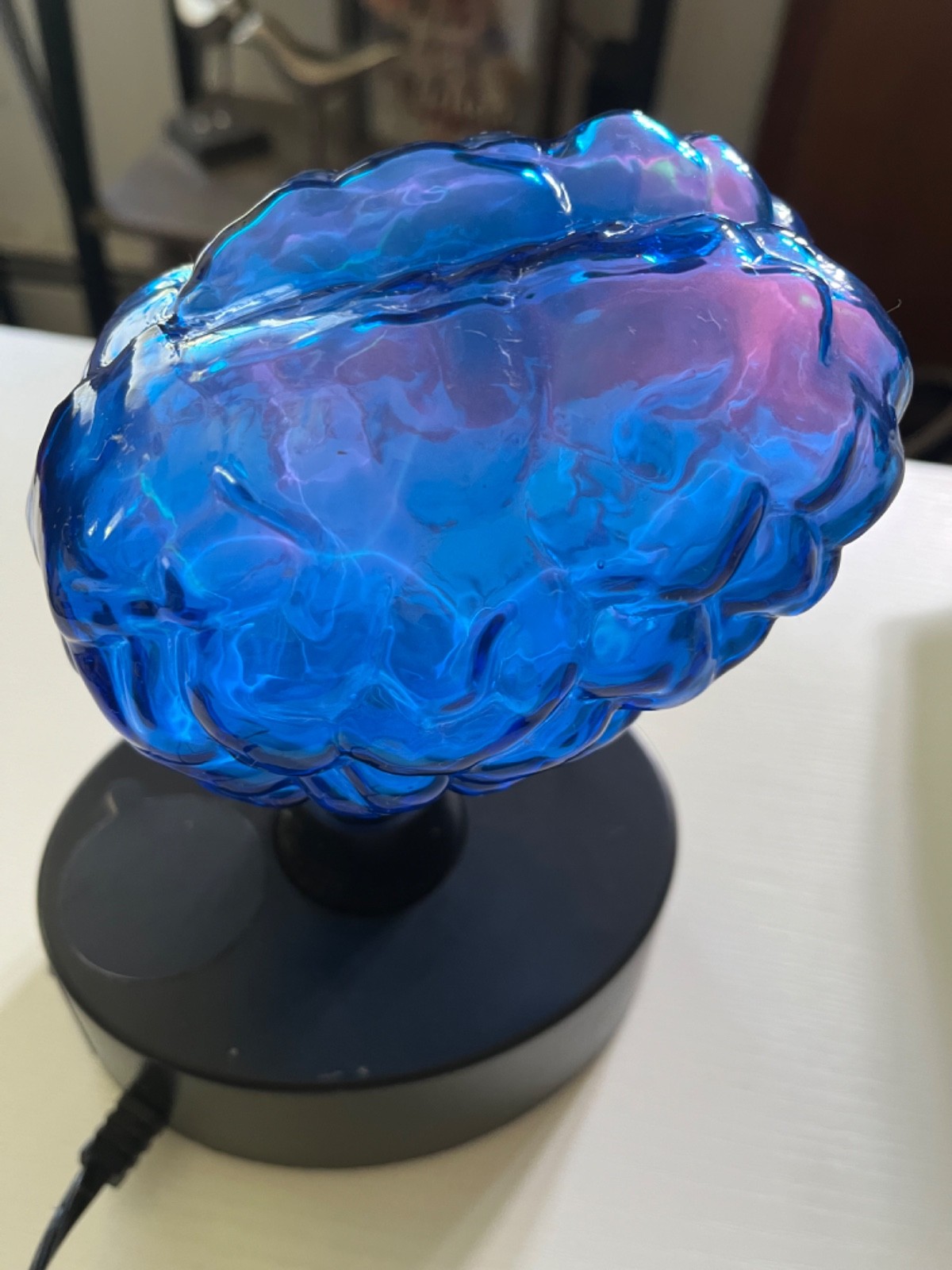 LumiSource Brain Plasma Lamp Light Blue Glass Lightning Lamp Static