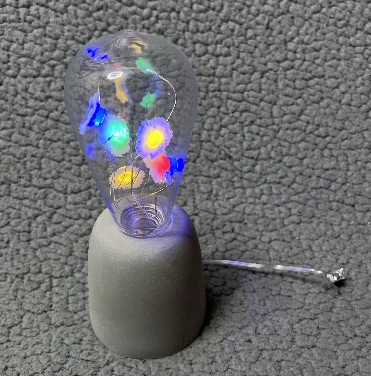 Light Blue Shape Mood Light With Flowers Multicolored White And Clear Small