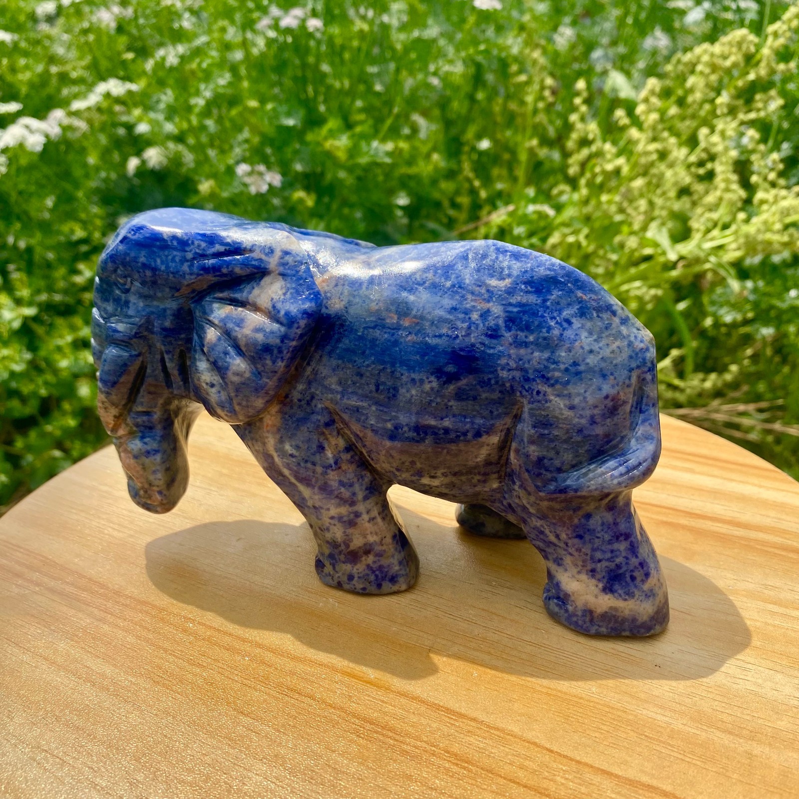2.2LB Natural blue patterned stone carving image