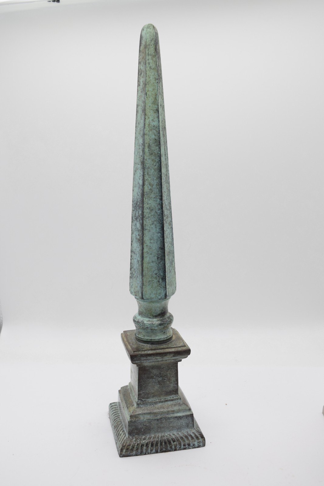 18″ Decorative Obelisk Sculpture Green Patina Verdigris Finish Pedestal Base