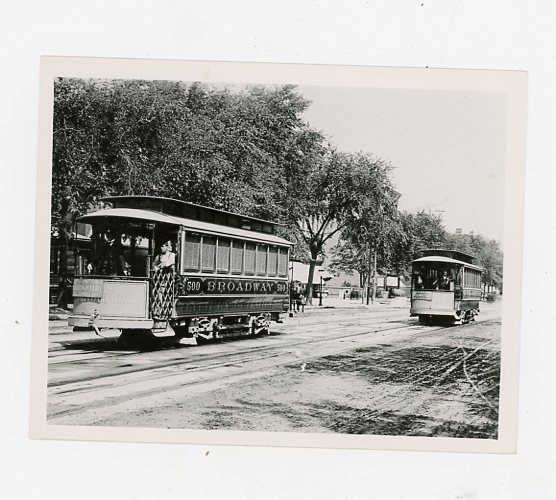 Original 1900s Antique photo Broadway Battery & Harlem Railroad Trolleys NYC