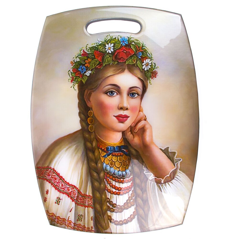 STPGOODS Slavic Woman Wood Cutting Board Serving Board 8.25″x11.5″