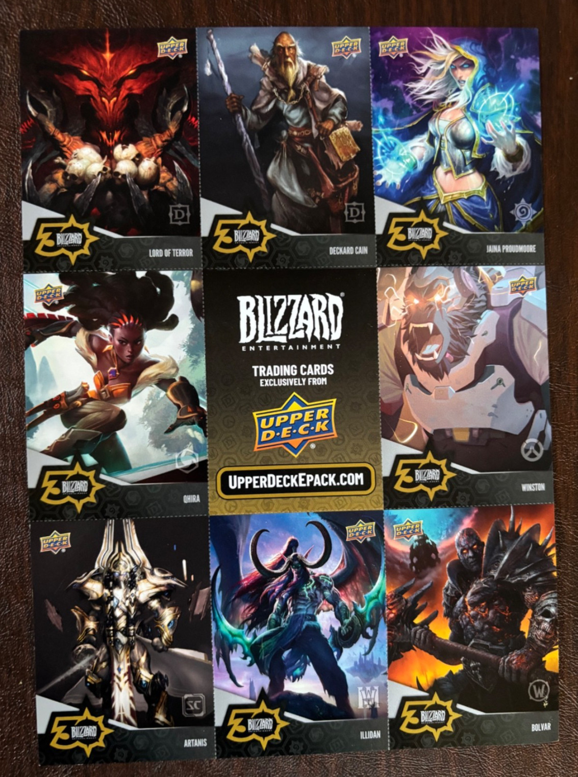 Upper Deck Blizzard Entertainment 30 Trading Card Sheet of 8